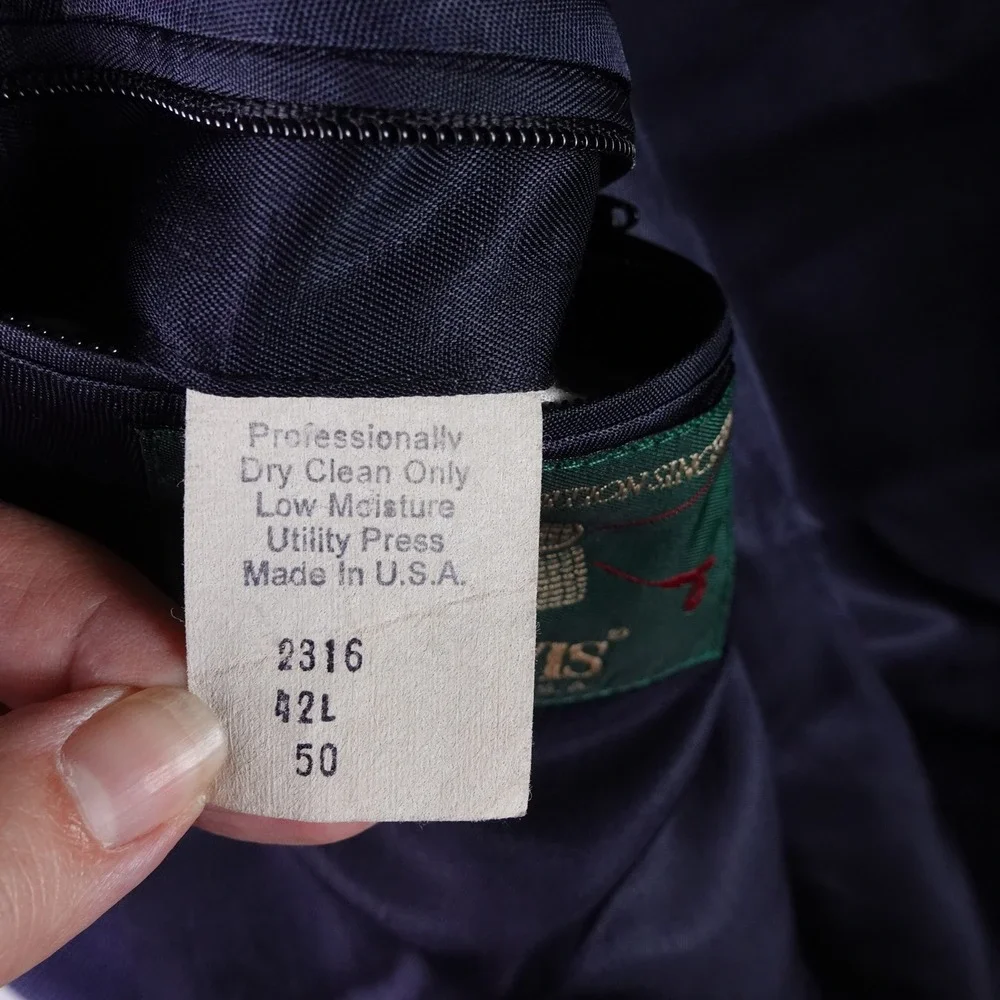 Orvis Mens Navy Blue Wool Blazer Gold Crest Button USA Made 42L Sport Coat